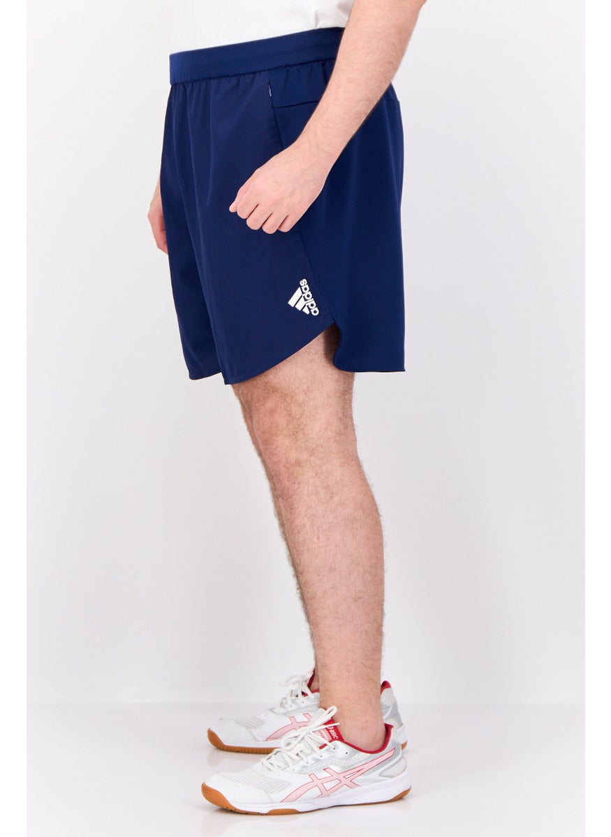 Men Sportswear Fit 7 Inseam Training Shorts, Navy Blue/White