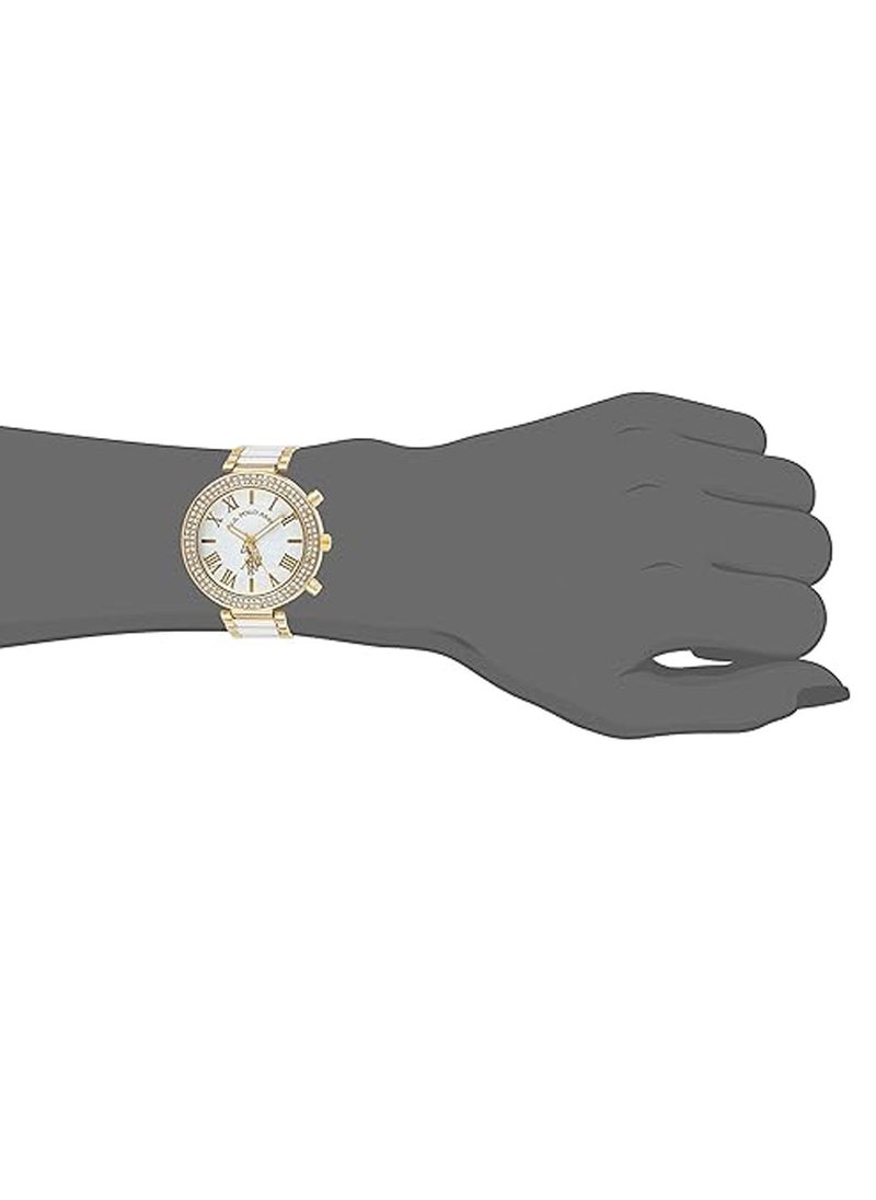U.S. Polo Assn. Women's Quartz Watch, Analog Display and Gold Plated Strap USC40065