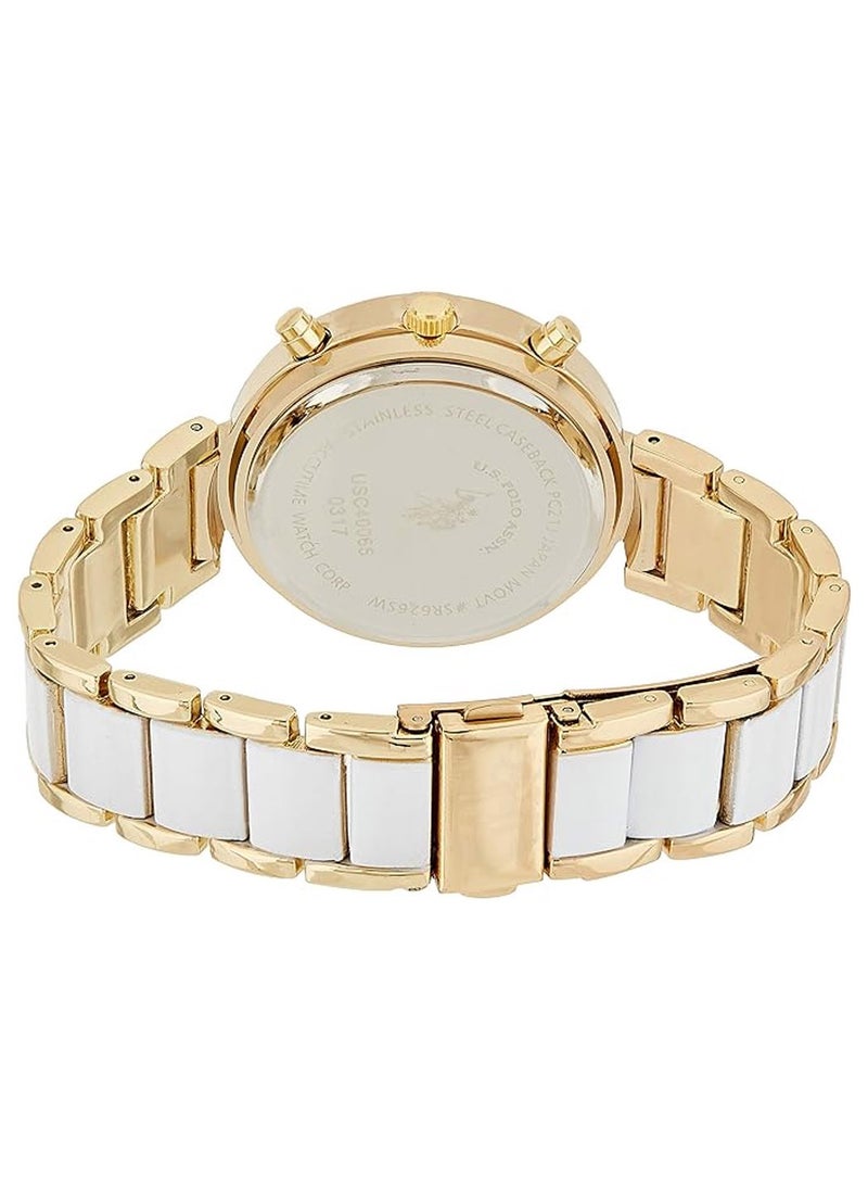 U.S. Polo Assn. Women's Quartz Watch, Analog Display and Gold Plated Strap USC40065