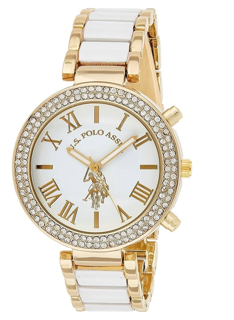 U.S. Polo Assn. Women's Quartz Watch, Analog Display and Gold Plated Strap USC40065