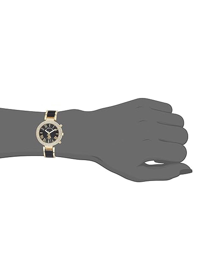 U.S. Polo Assn. Women's Quartz Watch, Analog Display and Gold Plated & black Strap USC40171