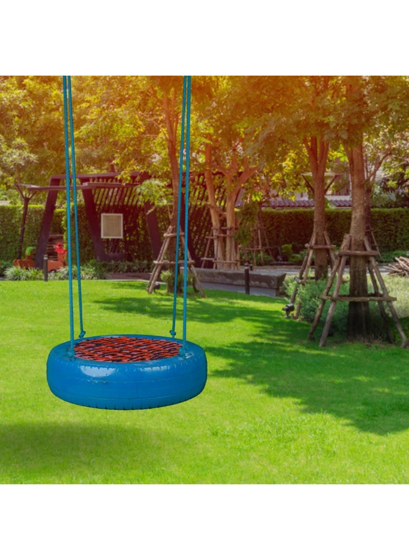 SWINGZY Rubber Tyre Swing For Adults And KidsSwing For IndoorOutdoorHomeBalconyGardenTree Swing With Net Seat BackyardPlaygroundPlayroomBlue5 Centimeters61 Centimeters