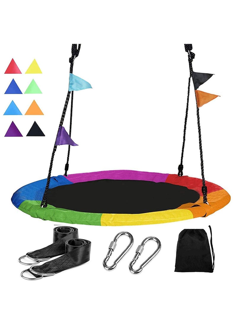 Delavala Saucer Tree Swing 40Spider Web Tree Swing Net Swing Platform Rope Round Swing 70 Detachable Nylon Rope Swivel Max 500 Lbs Capacity Extra Safe and Durable for Kids
