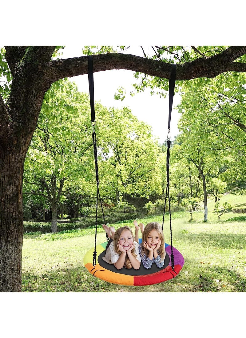 Delavala Saucer Swing 900D Oxford Waterproof Tree Swing for Kids and Adults 700lb 40 Inch with 2 Adjustable PE Ropes and 2 Stainless Steel Carabiners for Outdoor and Indoor