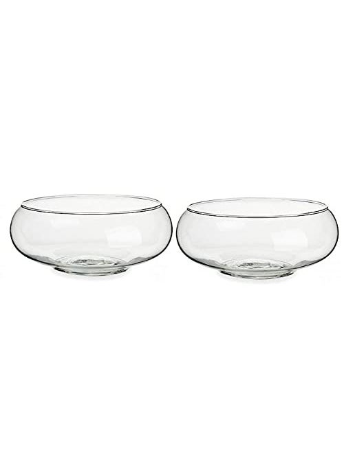 SHOBHANA ENTERPRISES Crystal Clear Glass Fish or Terrarium or Decorative Platter for Home Decor Size 8 inches Set of 2