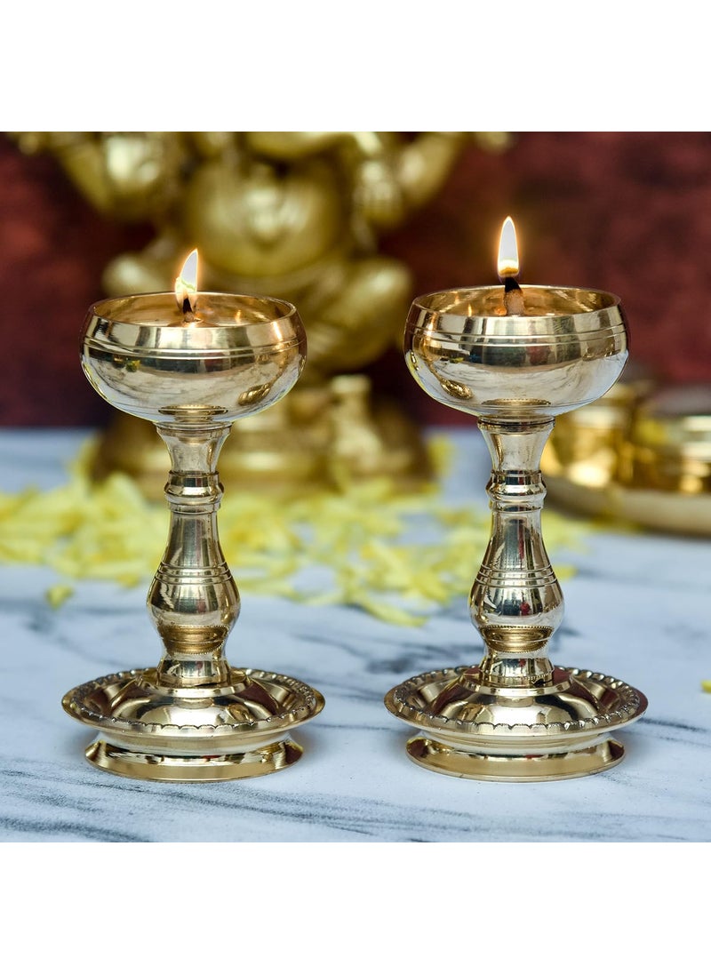 Bhimonee Decor Pure Brass Udupi Nanda Bowl Long Table Diya 425 inches Big Brass Pack of 2 pcs