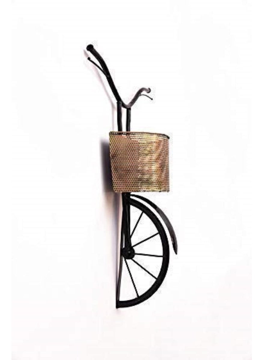 Urban TreeZ Metal Contemporary Modern Design Vintage Cycle with Basket Wall Mounted Hanging Showpiece multicolor