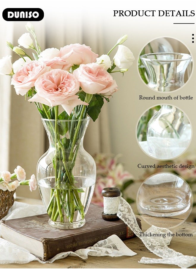 Glass Vase for Flowers Vertical Striped Flower, Vase Modern Desktop Decor, Flower Arrangement Dried Flower Hydroponic Plant Home Office Dining Living Room
