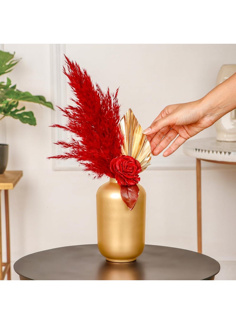 Bohofy Matte Gold Flower vase for Home Decor Home Decoration Items Room Decoration Items Flower pots for Home Decoration Metal vase 1 pc