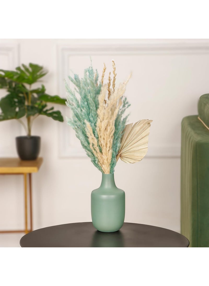 Bohofy sage Green Flower vase for Home Decor Home Decoration Items Room Decoration Items Flower pots for Home Decoration Metal vase 1 pc