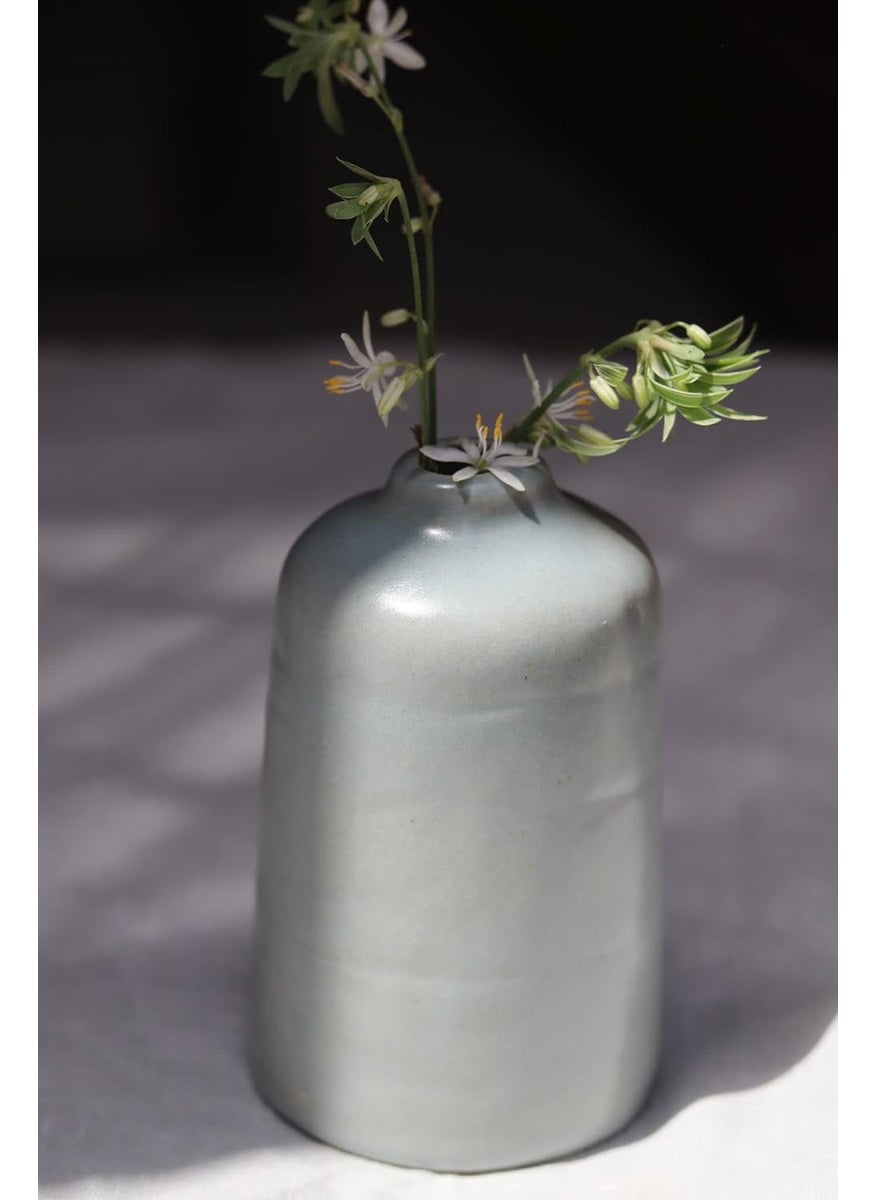 WEAVING HOMES Handmade Ceramic Grey Bud Vase Set of 2 Vase Bud Vase Ceramic Vase Flower Vase Decorative Vase Vase for Flowers Handmade Vase Vase Set Small Vases