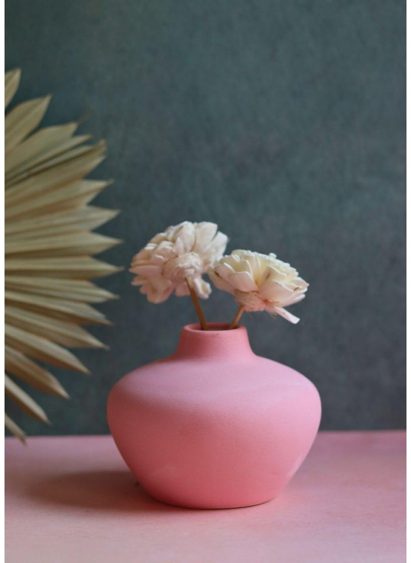WEAVING HOMES Esoteric Vase Round Pink Vase for Flower Plants Office Living Room Bedroom Table Top Decorations Items Home Decor Centerpiece Pampas Grass Decor Any Occasion Gift