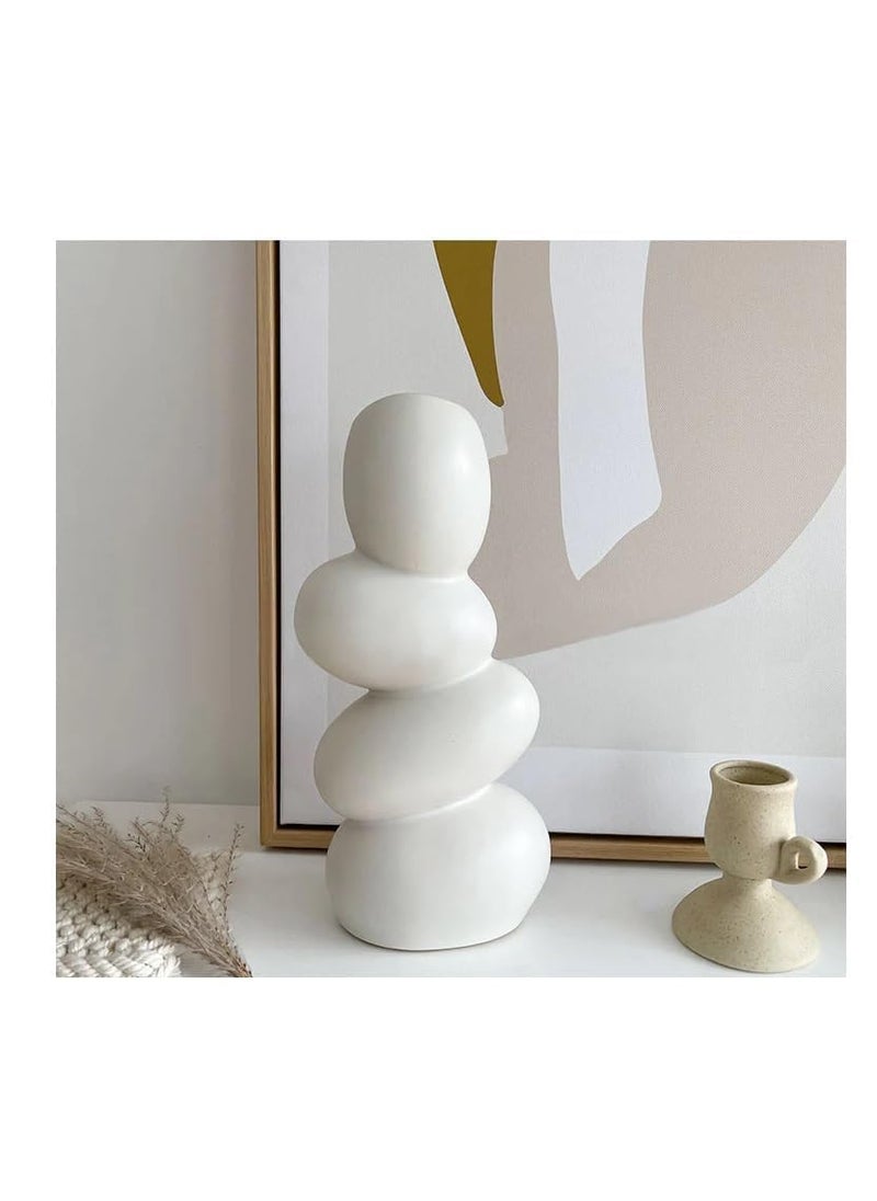 The Vintage ArtefactsDecorative Ceramic Vase for Flowers Pampas Grass Vase Vase for Money Plant Live Plants for Home OfficeGifts Pebble Vase Height 85 Inches White