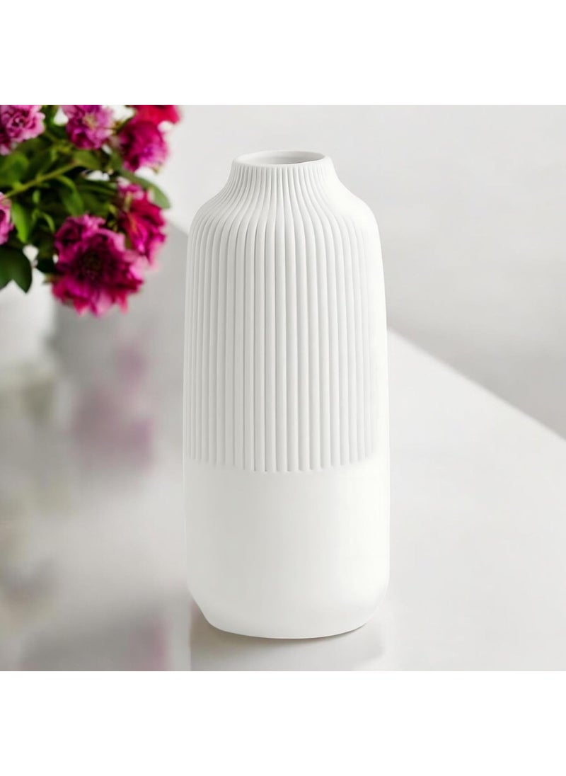 YOGO DECOR Twilight Flower Vase for Home Office Decor Elegant White Design Plastic Durable Vase Modern Tabletop Centerpiece for Living Room Weddings Stunning Floral Bouquet Displays