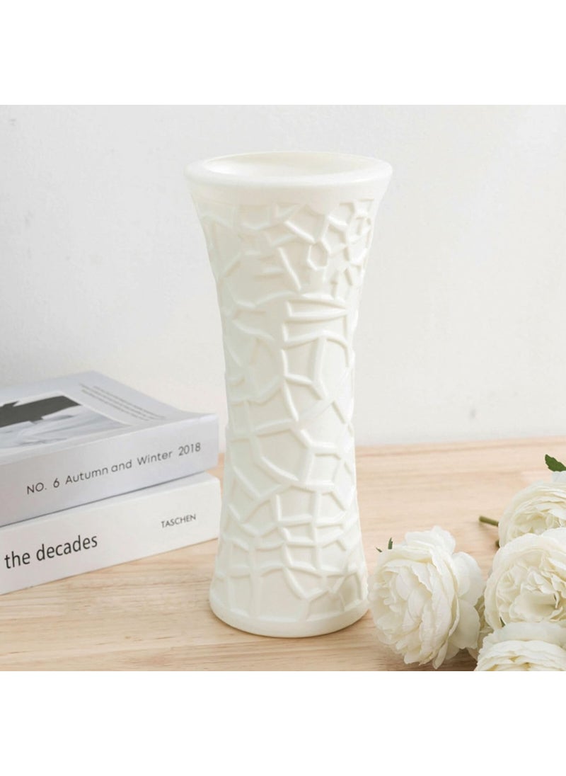 YOGO DECOR Lumina Flower Vase for Home Office Decor White Elegant Design Plastic Durable Vase Modern Tabletop Centerpiece for Living Room Weddings Stunning Floral Bouquet Displays