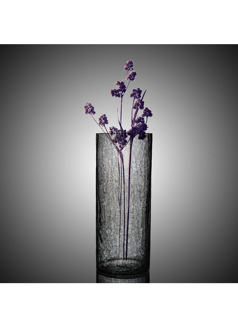 Decent Glass Clear Crackle Round Glass Tall Vase 25cm Tall x 10cm Wide Cylinder Glass Vase for Weddings Events Decorating Arrangements Flowers Office or Home Decor 10 Inch