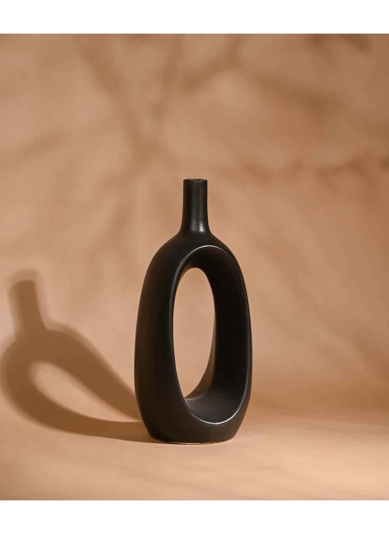 Purezento Modern Decorative Kieko Vases for Home Decor Centerpieces Kitchen or Living Room with Unique Quality for Home Decor Center Table Flowers Pot Bedroom Side Corners Black12 Inch