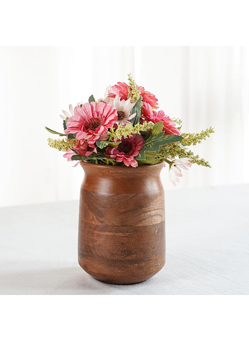 Behoma Flower Vase Jar Shape Mango Wood Vases for Flowers for Decor Home Living Room Kitchen Office Walnut Brown Finish Height 61 inch 155 cm