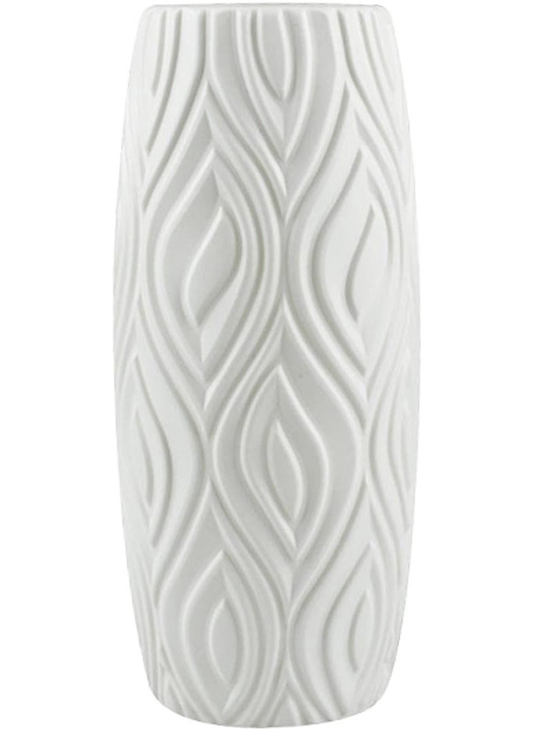 YOGO DECOR Oasis Flower Vase for Home Office Decor White Elegant Design Plastic Durable Vase Modern Tabletop Centerpiece for Living Room Weddings Stunning Floral Bouquet Displays