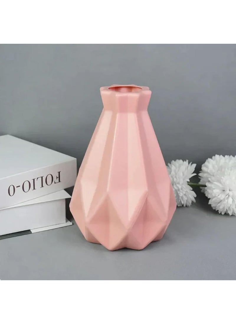 YOGO DECOR Echo Flower Vase for Home Office Decor Pink Elegant Design Plastic Durable Vase Modern Tabletop Centerpiece for Living Room Weddings Stunning Floral Bouquet Displays