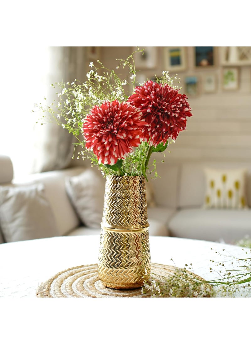 Behoma Metal Arrow Engrave Vase for Home Decor Decoratives for Indoor Outdoor Living Room Office Decor Balcony Best Gift for Birthday Anniversary Festival Golden 1 Large Pcs Flower not Included