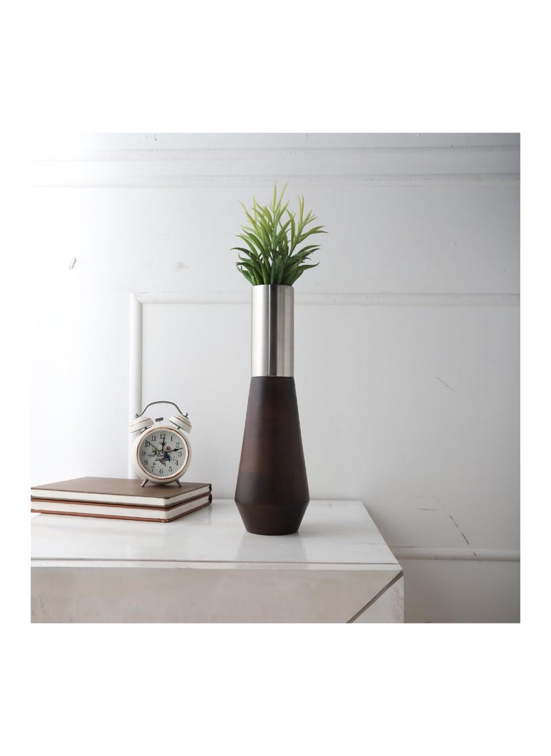 Decor De Masion Brings Silver Deidra Wooden Flower Vase for Home Decor Table Decor Vase for Living Room and Bedroom