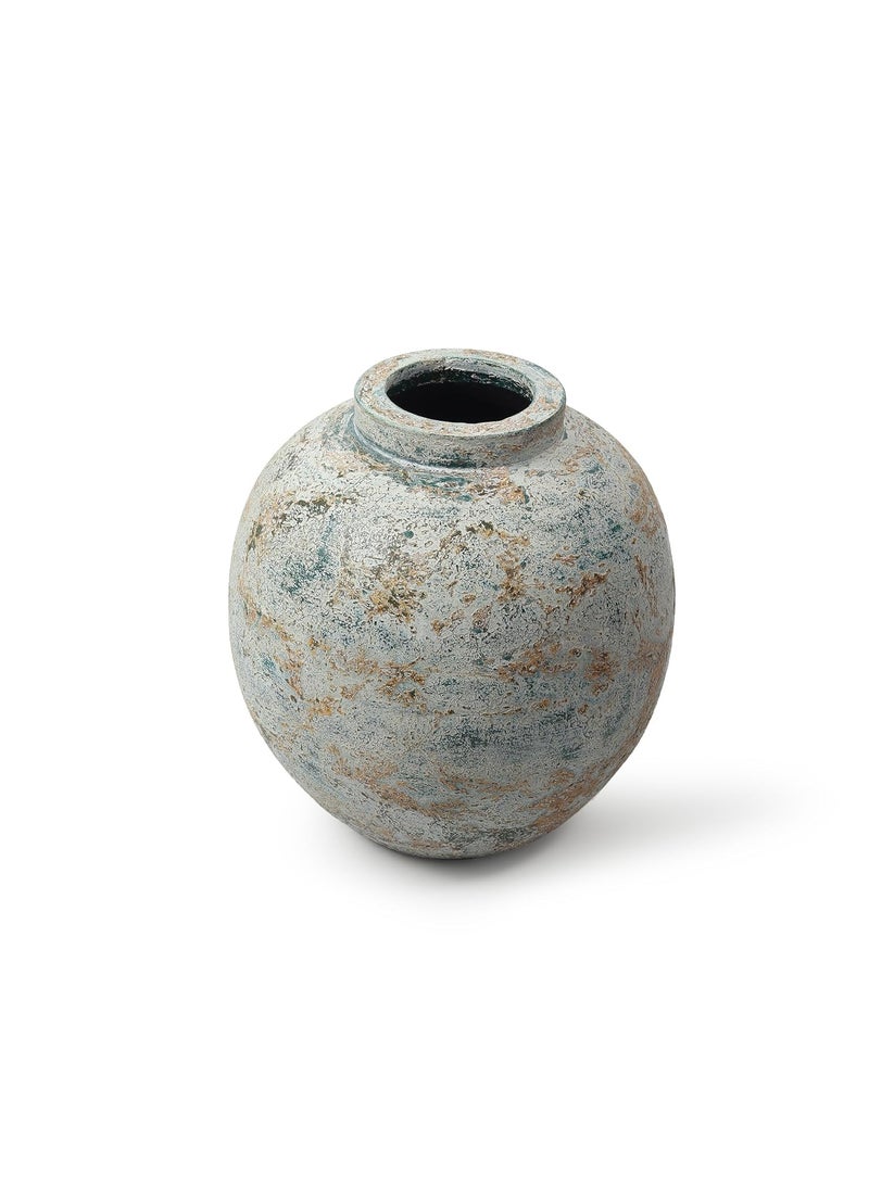 Habere IndiaAll The Cultures Fabricating India Decorative Items for Home Big Vases for Living Room Corner Flower Vases for Home Decor Pot Teal Green L29 x W29 x H30 cm