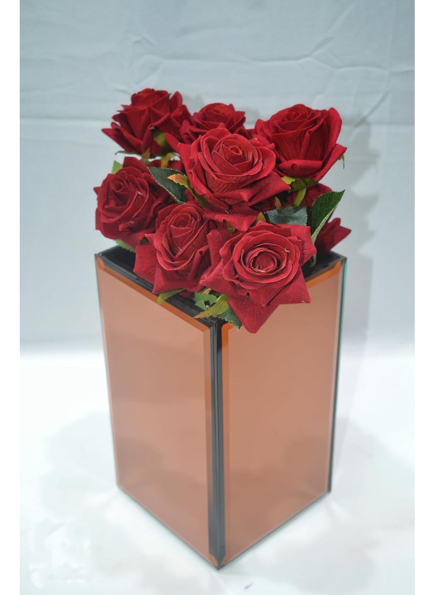 DELHI GLASS STUDIO Modern Decorative Flower Vases for Home Decor I Centerpiece Table Top Decorations Items for Office Living Room Bedroom Wedding or Gifts Copper