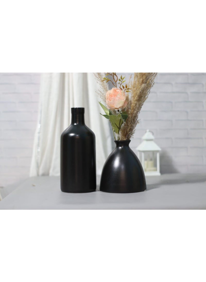 The Vintage Artefacts Ceramic vases Set of 2 Black