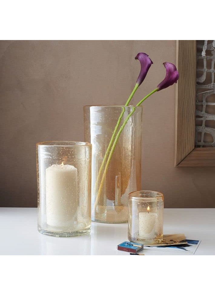 Decent Glass Luster Round Glass Tall Vase 12Inch Tall x 6Inch Wide Cylinder Glass Vase for Weddings Events Decorating Arrangements Flowers Office or Home Decor 6x12InchYellow