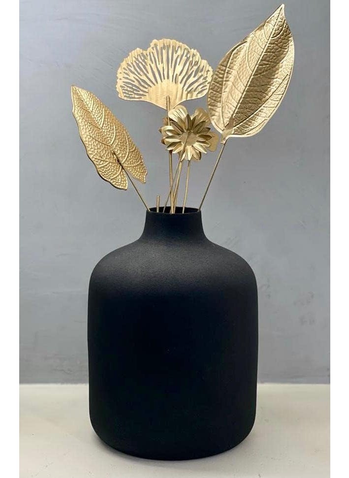 Urban Born Metal Flower vase for Home Decor and Living Room Vintage Decor Antique Decor and vase for Home dcor Aged Brass Antique Finish Textured Black