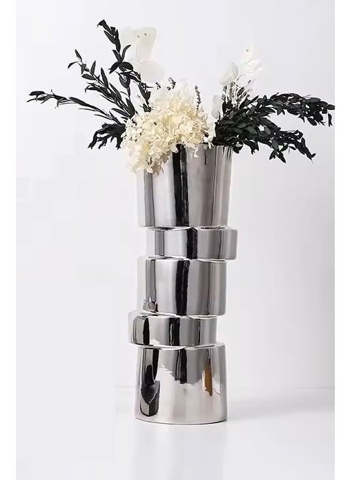 GOLDEN HUES Flower Vase for Home Decor Living Room Central Side Table Gifting for Diwali Steel