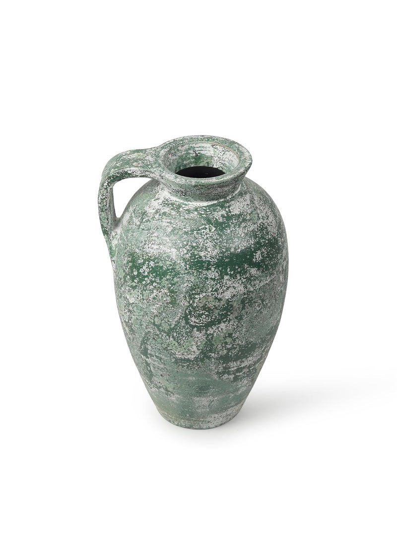 Habere IndiaAll The Cultures Fabricating India Big Vases for Living Room Corner Flower Vases for Home Decor Flower Vase Big Jug Green L27 x W27 x H45 cm