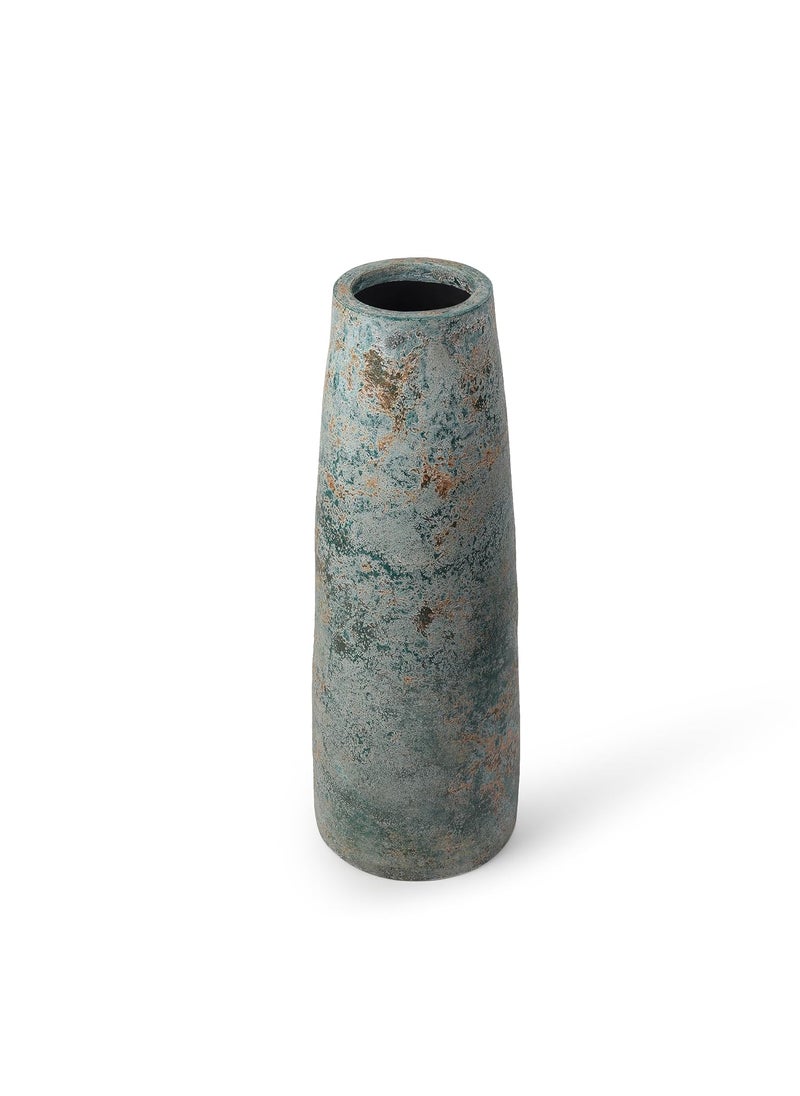Habere IndiaAll The Cultures Fabricating India Ceramic Flower Vase Small Vase Vase for Living Room Tumbler Teal Green L22 x W22 x H64 cm