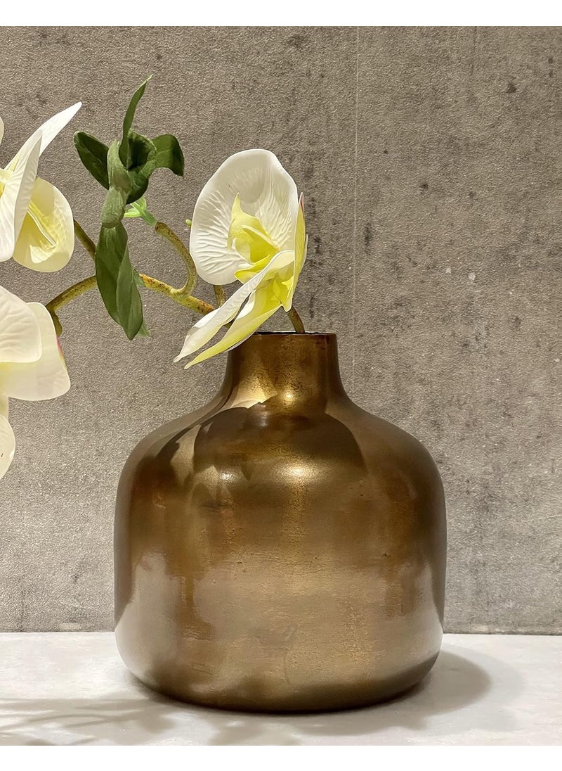 Urban Born Metal Flower vase for Home Decor and Living Room Vintage Decor Antique Decor Aged Brass Antique Finish Small