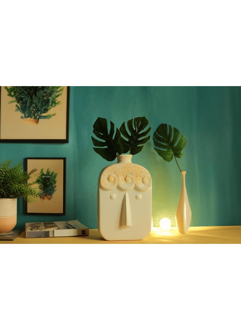 Kawai Homes Ceramic Face Vase Abstract Aeshetic Cute Flower Vase for Home Living Room Dcor Table Decoration Yellow Hair