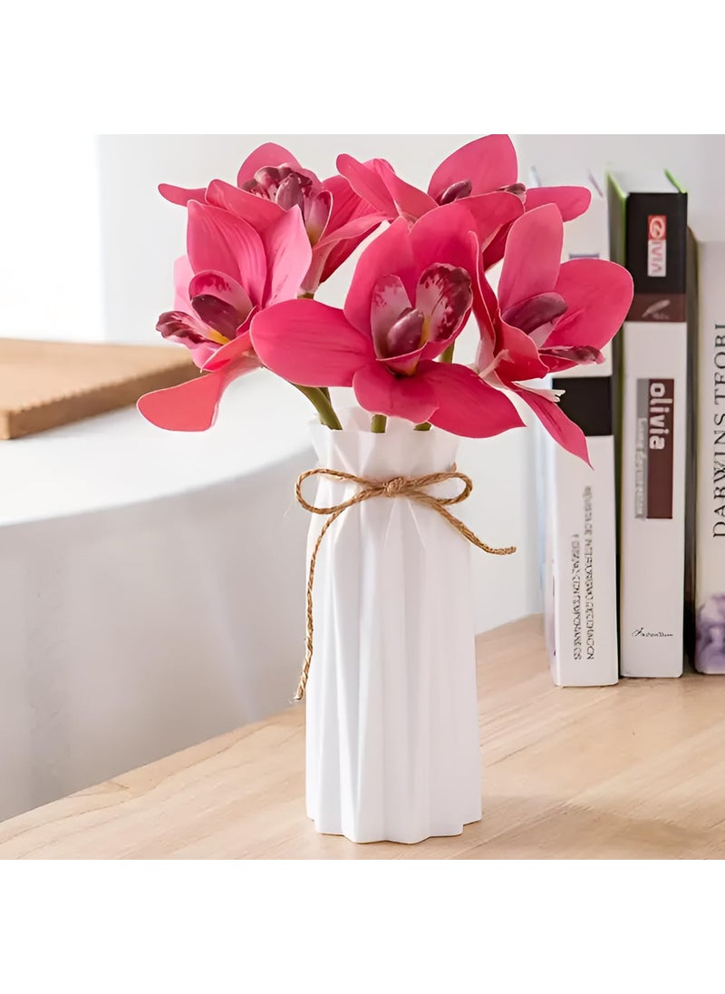 DecorTwist Flower Vase Plastic Flower Vases for Home Decor Bedroom Centrepiece Living Room Office Decoration Flower Pot Pampas Grass Vases Pack of 1 White