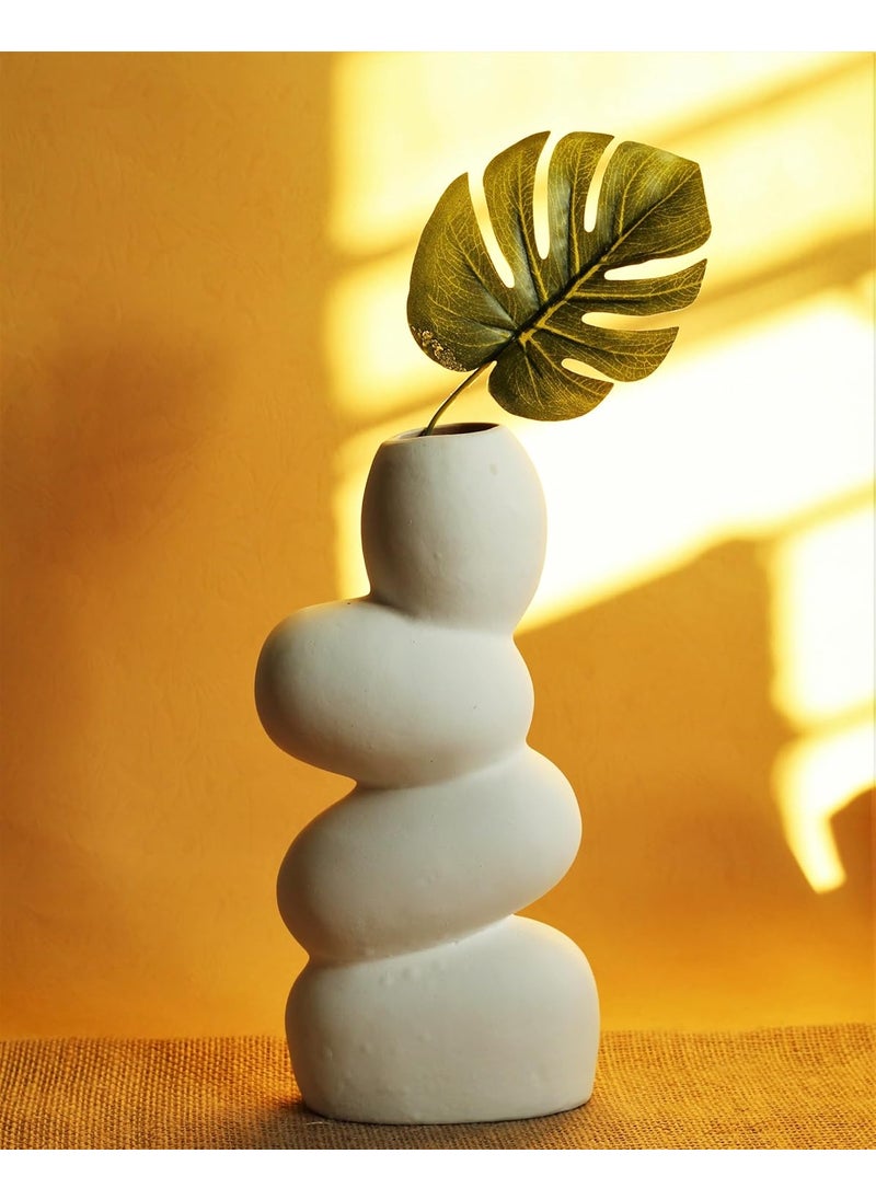 Kawai Homes Pebble Flower Vase for Home Living Room Decor Gifting Pebble Vase White