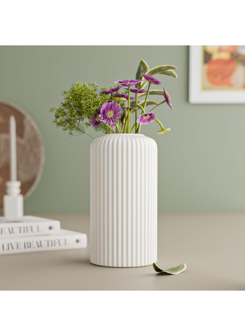 Medhini by Earth Store White Fringe 85 Inch Ceramic Vase Set of 1 for Living Room Garden Flower Balcony Flower Vase for Decoration Perfect for Home Office Gifting Plant Not Included