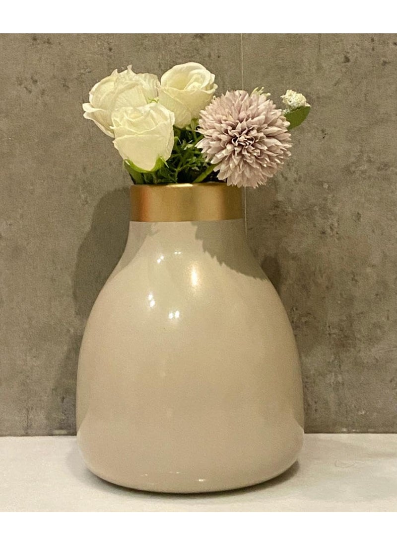 Urban Born Metal Flower vase for Home Decor and Living Room Vintage Decor Antique Decor and vase for Home dcor Aged Brass Antique Finish Mud Small