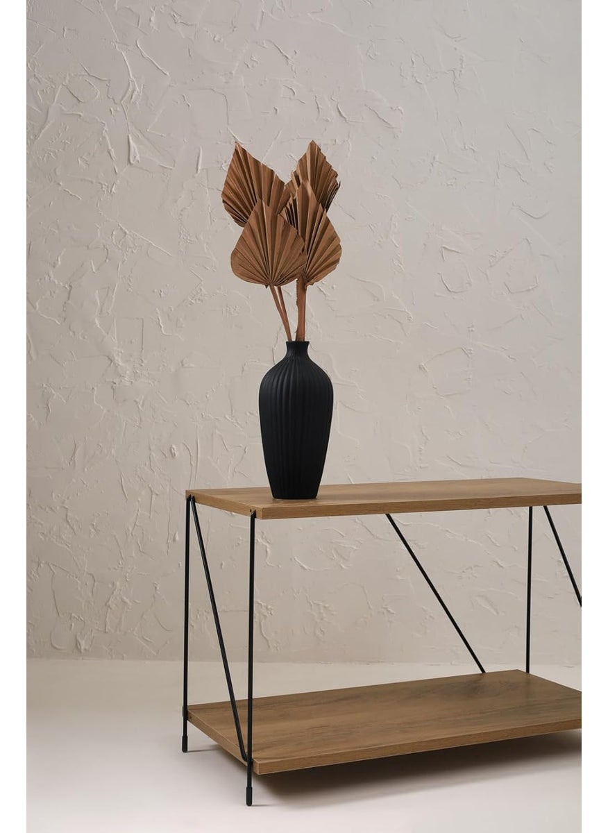 PUREZENTO Saroi Vase Black 8 inch Matte Finish Ceramic Designer Flower Vases for Home Decoration Centre Table Bedroom Side Corner Beautiful Decorative Vases with Unique Quality