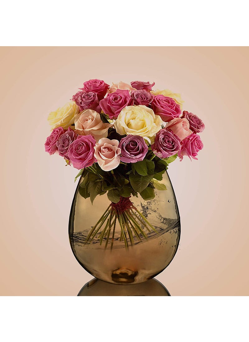 DECENT GLASS Luster Flower Vase Amber