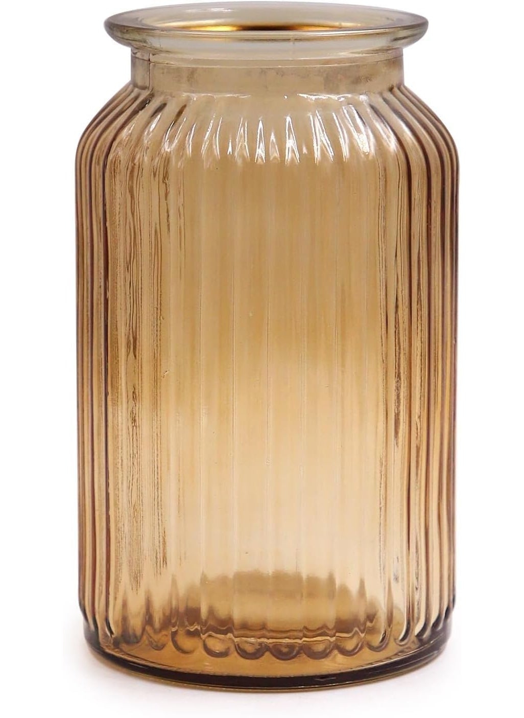 Clovefry Vertical Column Decorative Glass Vase for Flowers Flower Vase for Living Room Aesthetic Home Decor Glass Planter for Wedding Decoration Dining Table Gold