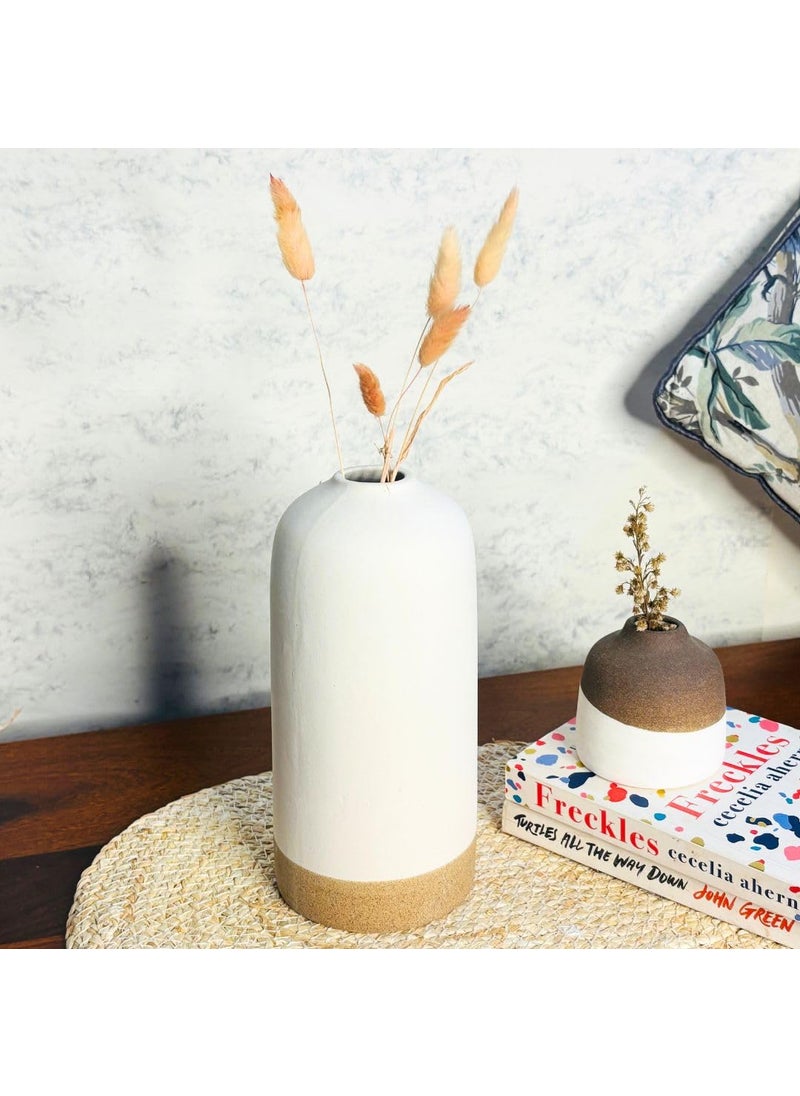 Decor Doers Ceramic White Flower Vase Home Decor for Living Room Office Dinner Table Gift for Everyone Set of 1