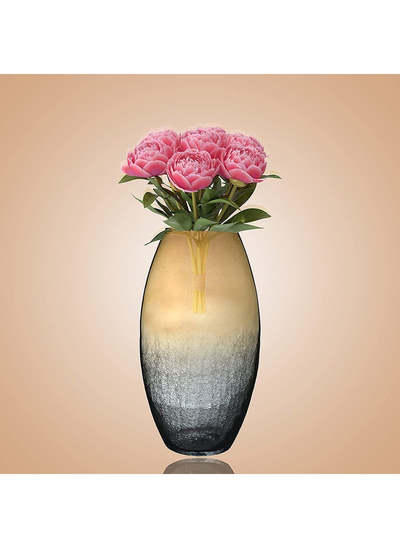 DECENT GLASS Crackle Luster Flower Glass Vase Multicolour Standard
