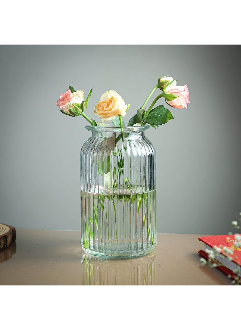 ALPHIT Tall Glass Flower Vases Bulk Plant Vases1 Pack Modern Flower Vases for Home Dcor Glass Vase for Decor Flower Vases for Centerpieces Living Room Kitchen Office Wedding 7 Inch