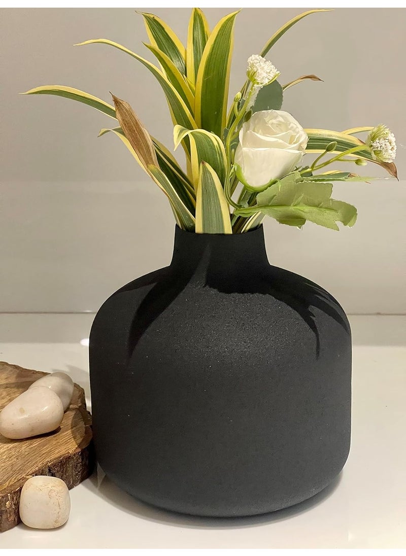 Urban Born Metal Flower Vase for Home Decor Table Decorative Item for Bedroom Office and Living Room Vintage Decor Antique Decor for Home Dcor Black