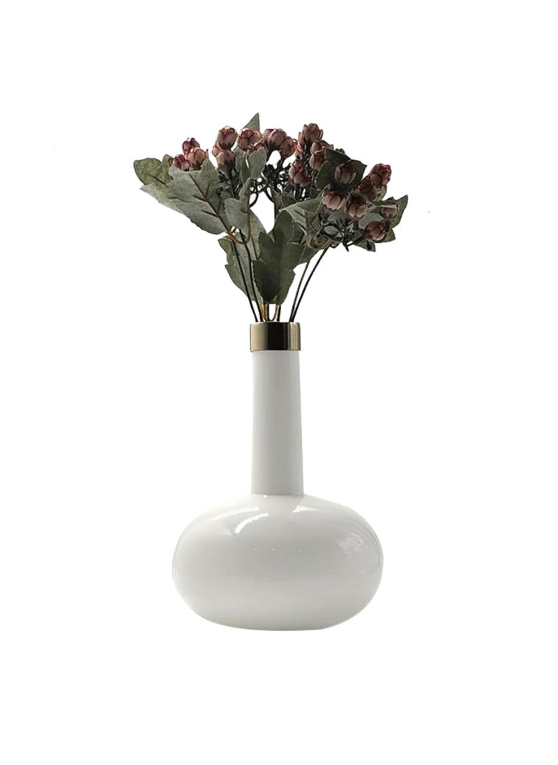 Urban Born Metal Flower vase for Home Decor and Living Room Vintage Decor Antique Decor for Home dcor 15cm X 15 cm X 22cm White