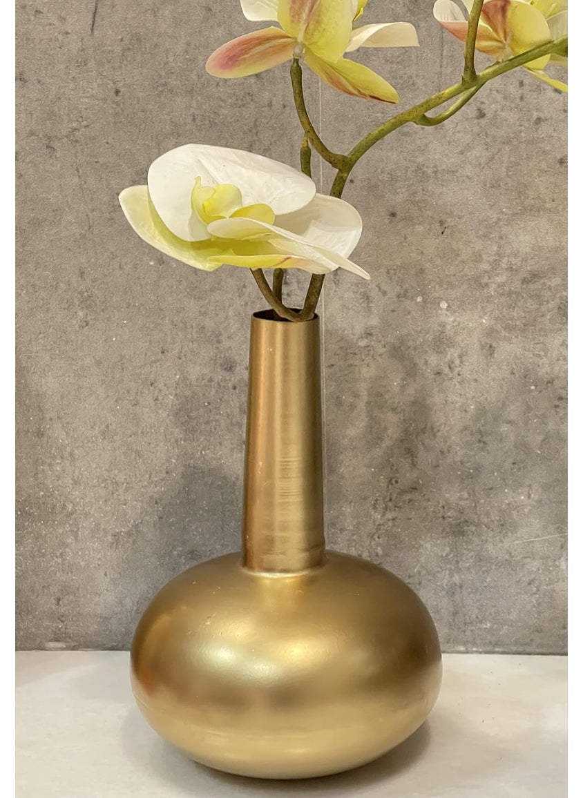 Urban Born Metal Flower vase for Home Decor and Living Room Vintage Decor Antique Decor for Home dcor 17 x 17 x 21 cm VS0014 Shinny Gold
