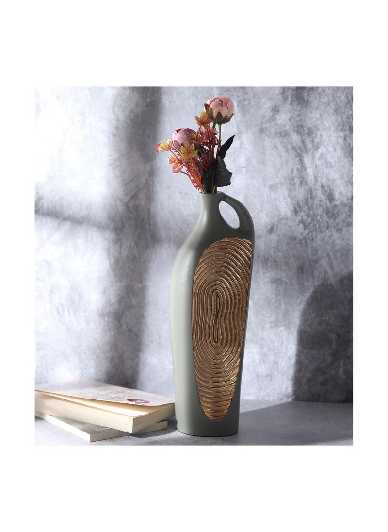 Decor de Maison Alloy Art Vase for TableRoom Aluminium vases Decorative Vase Vases for Decoration Vases for Home Aesthetic Decor Corner TableBedroom Decor Green Gold